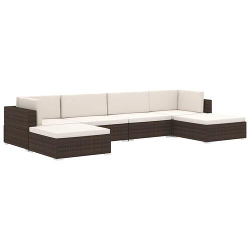 Fodskammel til sofa 1 stk. med hynde polyrattan brun
