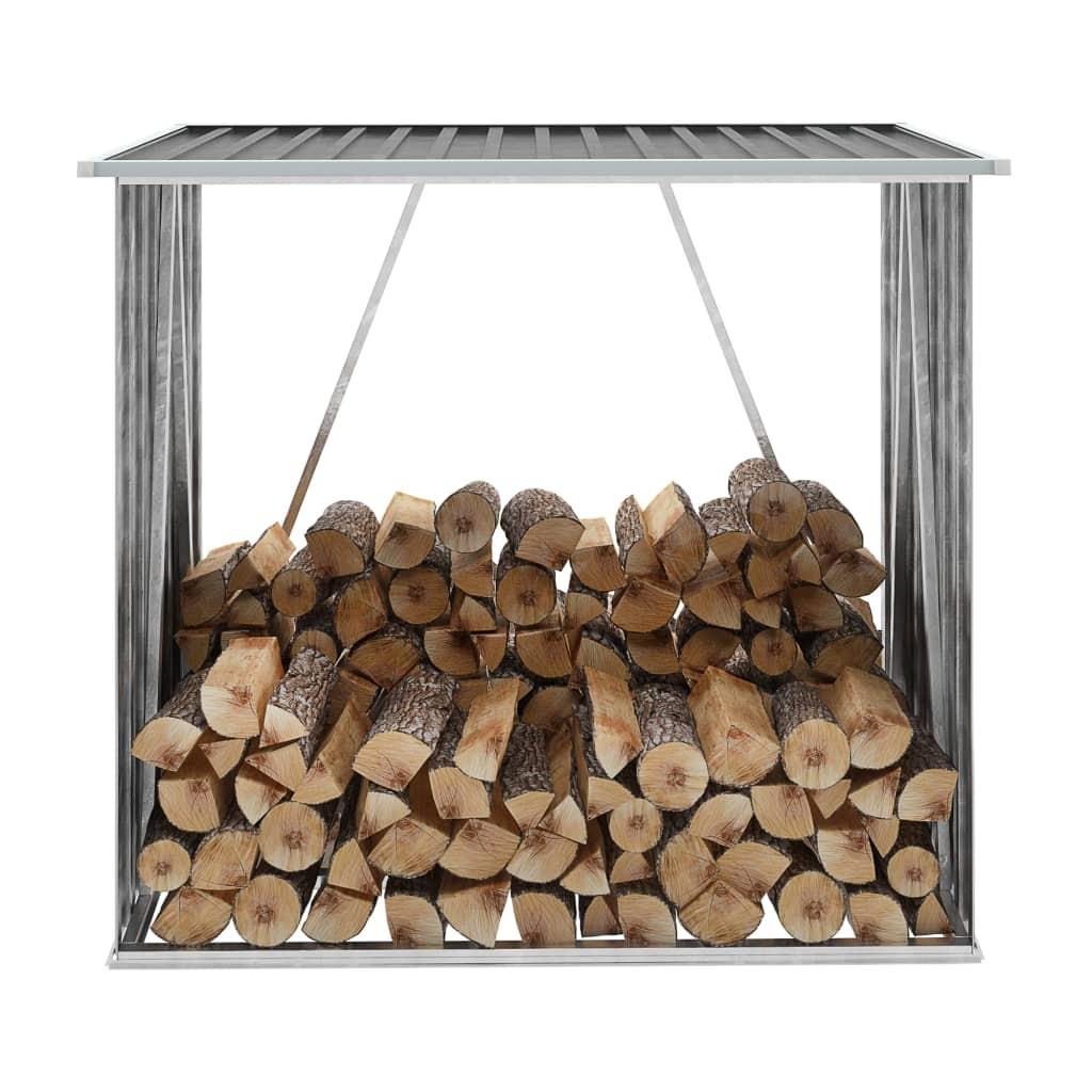 Brændeskur til haven 163x83x154 cm galvaniseret stål antracitgrå