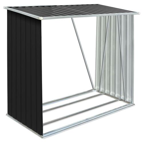 Brændeskur til haven 163x83x154 cm galvaniseret stål antracitgrå