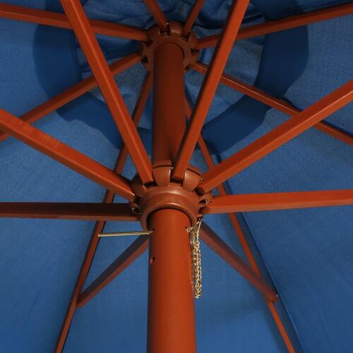 Parasol med træstang 300 x 258 cm blå