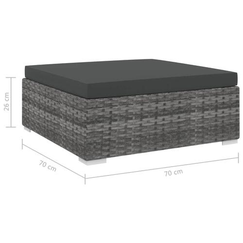 Fodskammel med hynde polyrattan grå