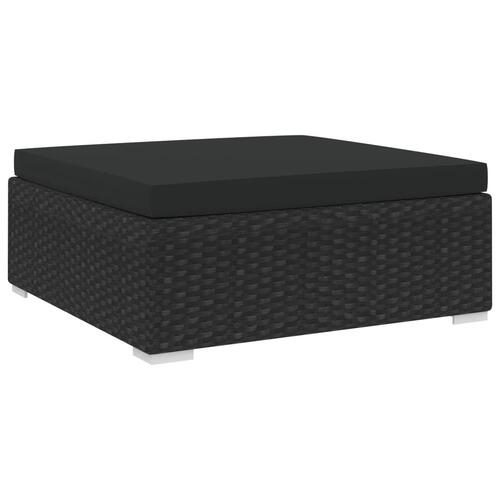 Fodskammel med hynde polyrattan sort