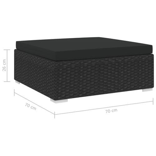 Fodskammel med hynde polyrattan sort
