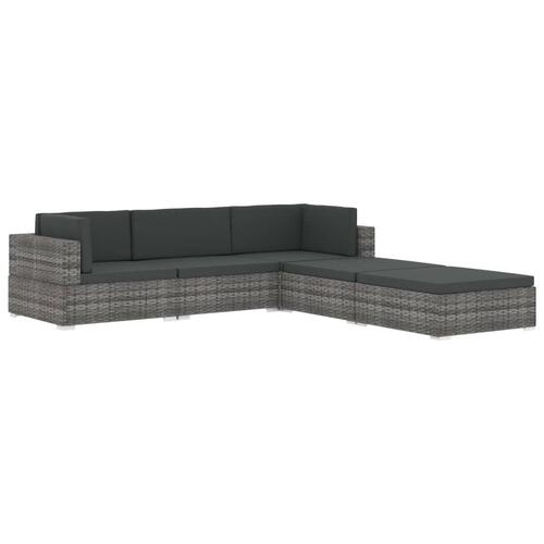 Fodskammel med hynde polyrattan sort