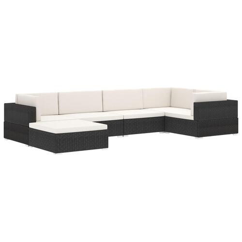 Fodskammel med hynde polyrattan sort