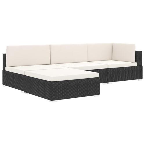 Fodskammel med hynde polyrattan sort