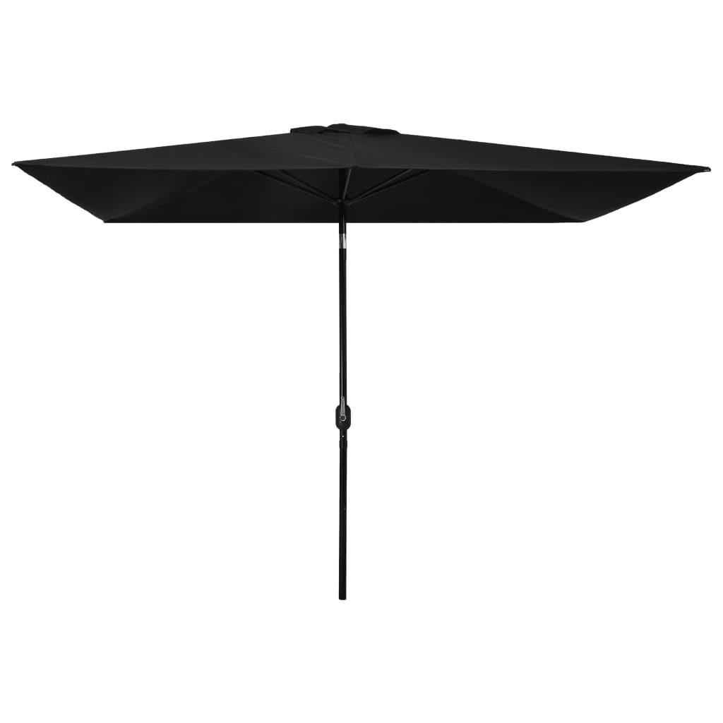 Udendørs parasol med metalstang 300 x 200 cm sort