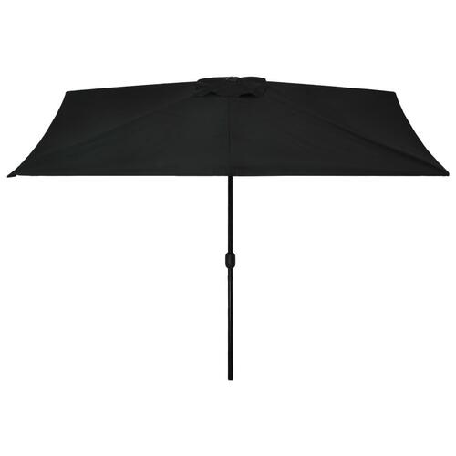 Udendørs parasol med metalstang 300 x 200 cm sort