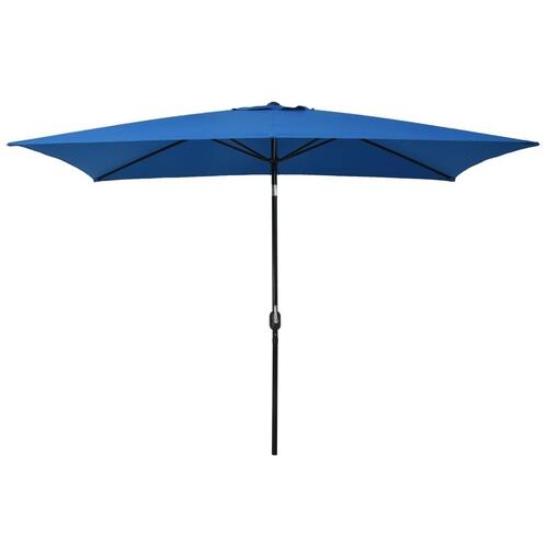 Udendørsparasol med metalstang 300 x 200 cm azurblå