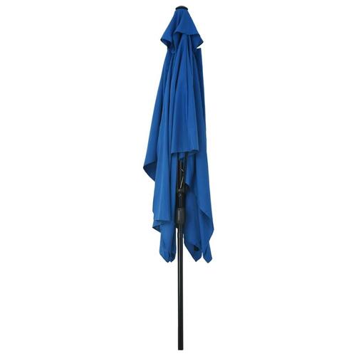 Udendørsparasol med metalstang 300 x 200 cm azurblå