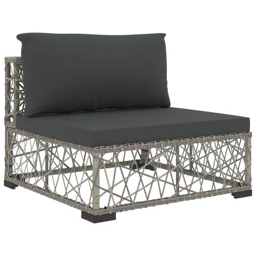Haveloungesæt 5 dele med hynder polyrattan grå