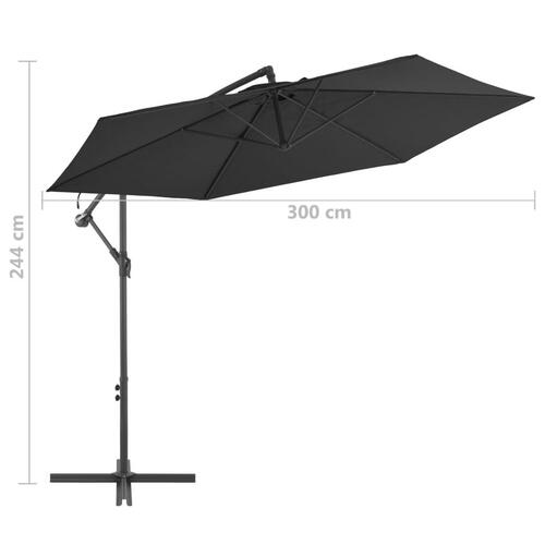 Hængeparasol med aluminiumstang 300 cm sort