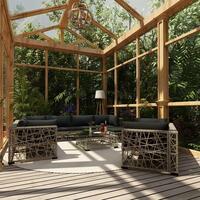 Loungesæt til haven 10 dele med hynder polyrattan grå