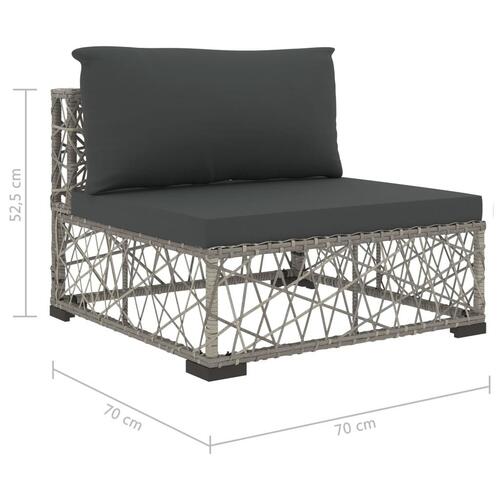 Haveloungesæt 6 dele med hynder polyrattan grå