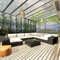 Haveloungesæt 10 dele med hynder polyrattan sort