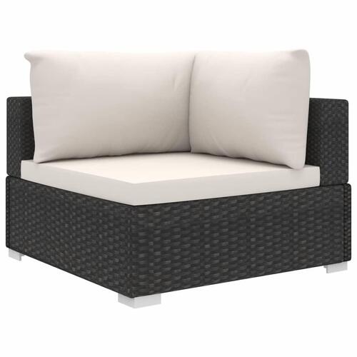Haveloungesæt 10 dele med hynder polyrattan sort