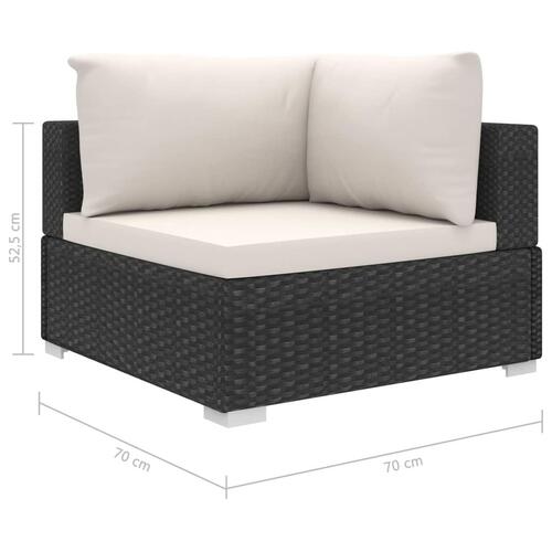 Haveloungesæt 10 dele med hynder polyrattan sort