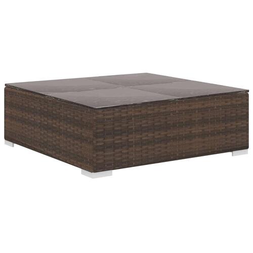 Haveloungesæt 8 dele med hynder polyrattan brun
