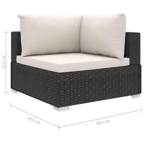 Haveloungesæt 11 dele med hynder polyrattan sort