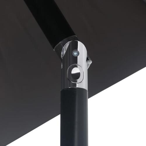 Udendørs parasol med LED-lys og stålstang 300 cm sort