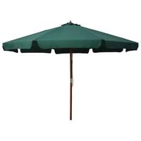 Udendørs parasol med træstang 330 cm grøn