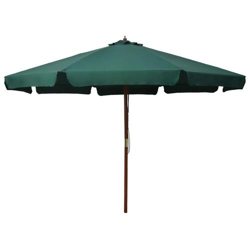 Udendørs parasol med træstang 330 cm grøn