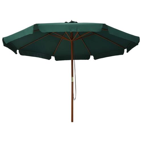 Udendørs parasol med træstang 330 cm grøn