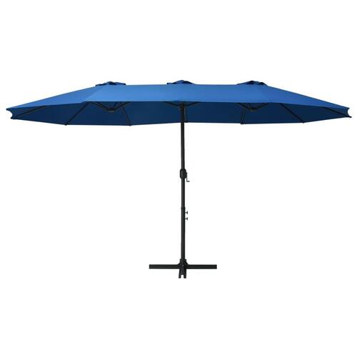 Udendørs parasol med aluminiumsstang 460 x 270 cm blå