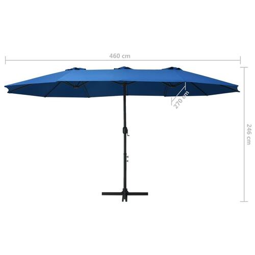 Udendørs parasol med aluminiumsstang 460 x 270 cm blå