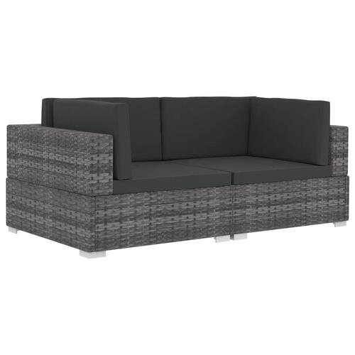 Hjørnesæde til sofa med hynder 2 stk. polyrattan grå