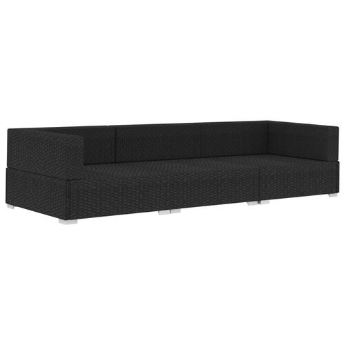 Havesofasæt 3 dele med hynder polyrattan sort