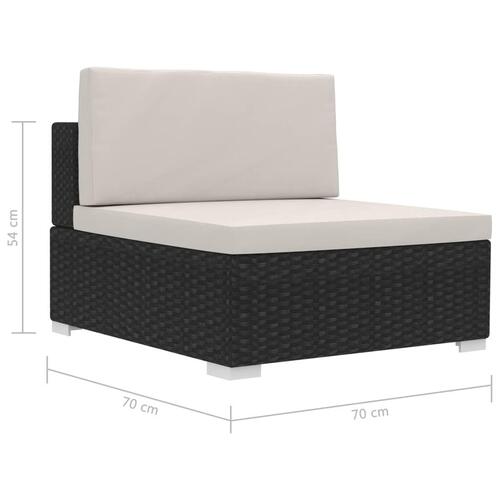 Havesofasæt 3 dele med hynder polyrattan sort