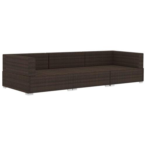 Havesofasæt 3 dele med hynder polyrattan brun