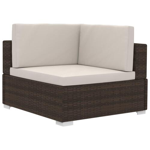Havesofasæt 3 dele med hynder polyrattan brun