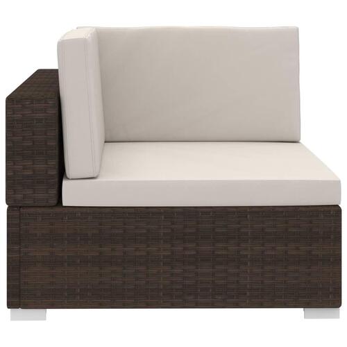 Havesofasæt 3 dele med hynder polyrattan brun