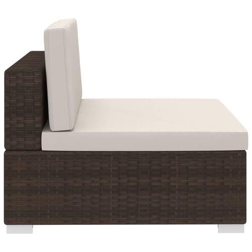 Havesofasæt 3 dele med hynder polyrattan brun