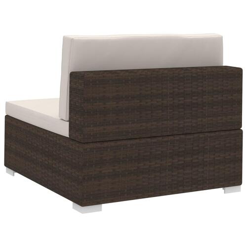 Havesofasæt 3 dele med hynder polyrattan brun