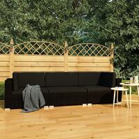 Havesofasæt 3 dele med hynder polyrattan sort