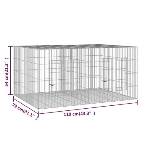 2-panels kaninbur 110x79x54 cm galvaniseret jern