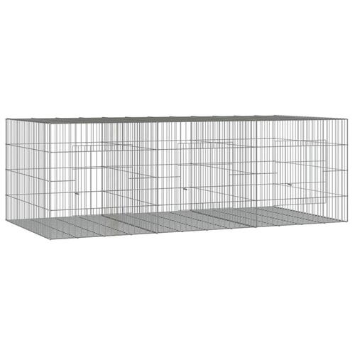 3-panels kaninbur 163x79x54 cm galvaniseret jern
