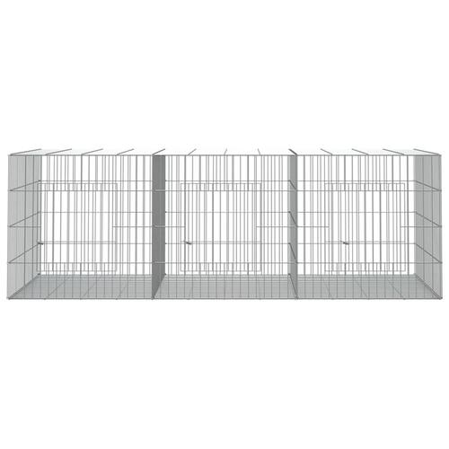 3-panels kaninbur 163x79x54 cm galvaniseret jern
