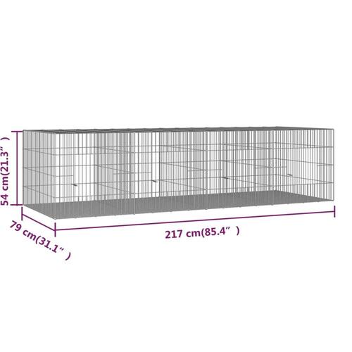 4-panels kaninbur 217x79x54 cm galvaniseret jern
