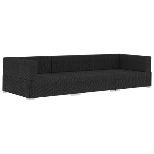 Havesofasæt 3 dele med hynder polyrattan sort