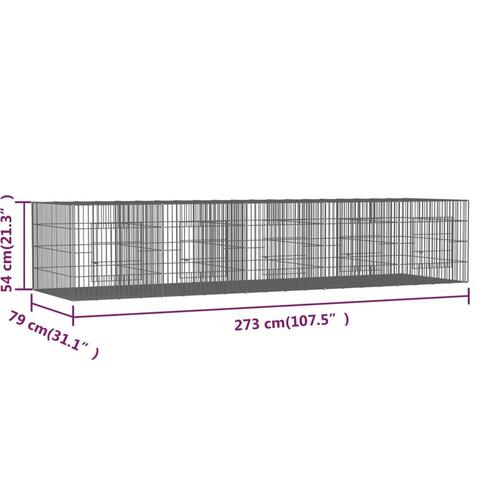 5-panels kaninbur 273x79x54 cm galvaniseret jern