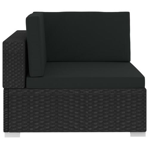 Havesofasæt 3 dele med hynder polyrattan sort