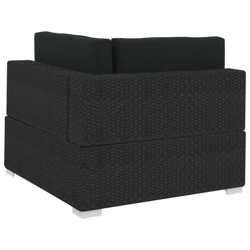 Havesofasæt 3 dele med hynder polyrattan sort