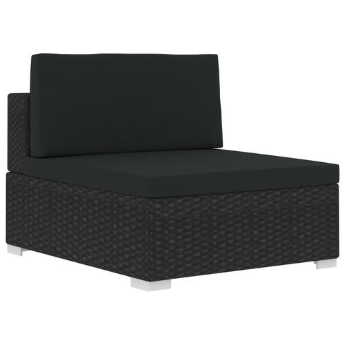 Havesofasæt 3 dele med hynder polyrattan sort