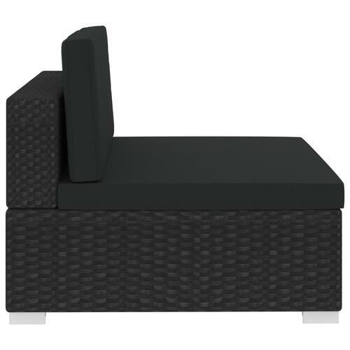Havesofasæt 3 dele med hynder polyrattan sort