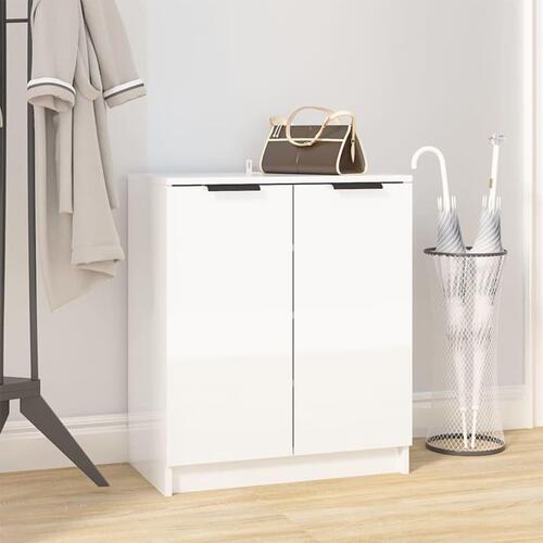 Skoskab 59x35x70 cm konstrueret træ hvid højglans