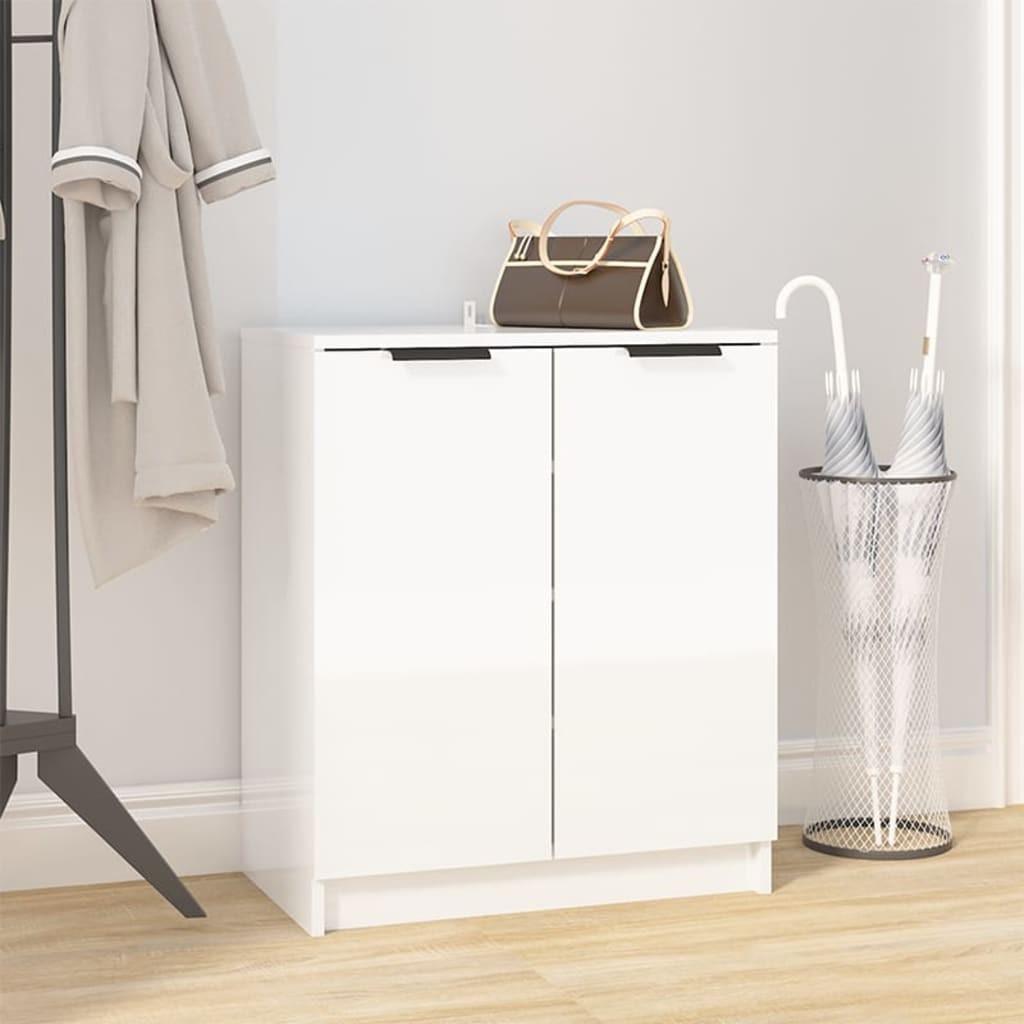Skoskab 59x35x70 cm konstrueret træ hvid højglans